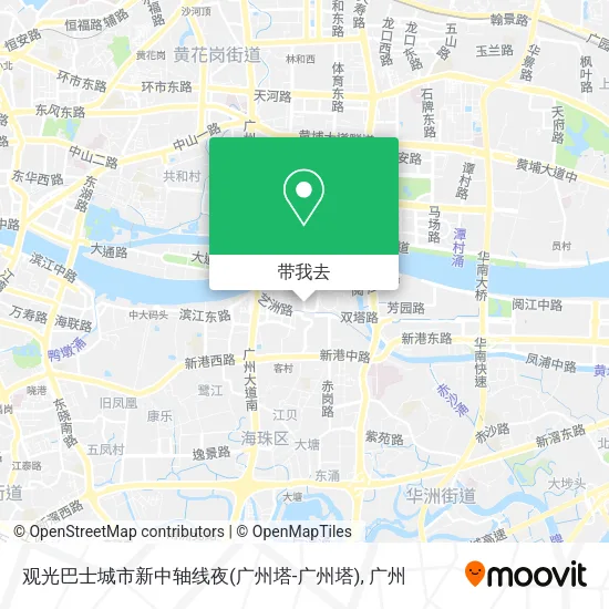 观光巴士城市新中轴线夜(广州塔-广州塔)地图