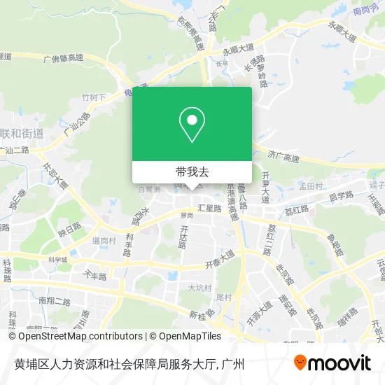 黄埔区人力资源和社会保障局服务大厅地图