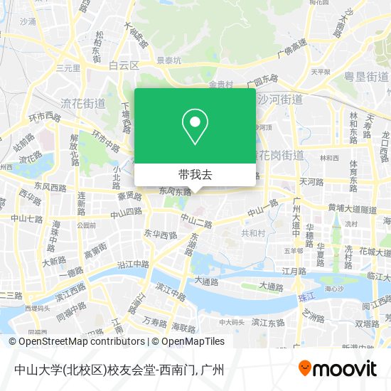 中山大学(北校区)校友会堂-西南门地图