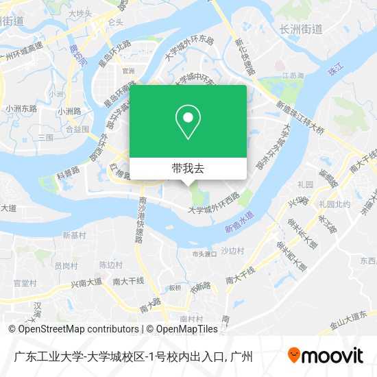 广东工业大学-大学城校区-1号校内出入口地图