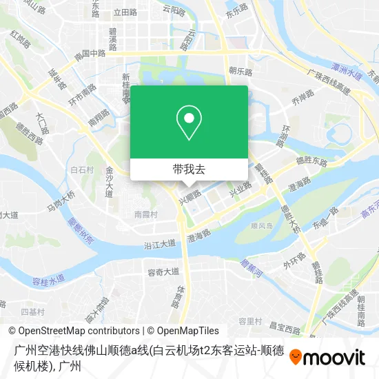 广州空港快线佛山顺德a线(白云机场t2东客运站-顺德候机楼)地图