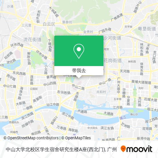 中山大学北校区学生宿舍研究生楼A座(西北门)地图