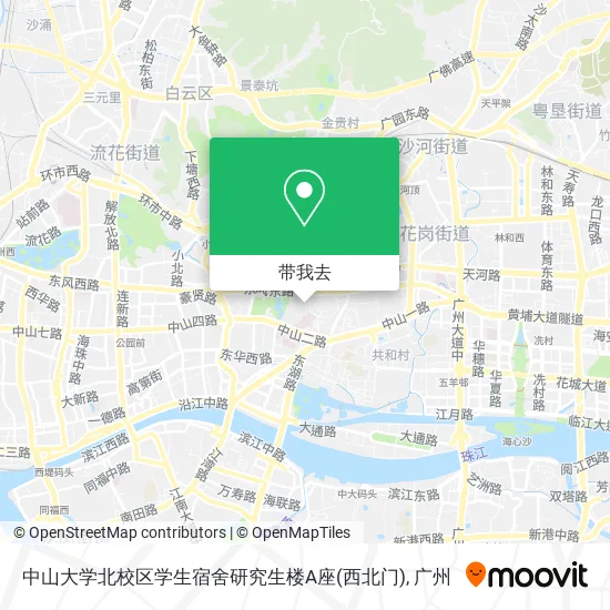 中山大学北校区学生宿舍研究生楼A座(西北门)地图