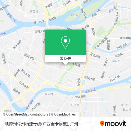 顺德到梧州物流专线(广西金卡物流)地图