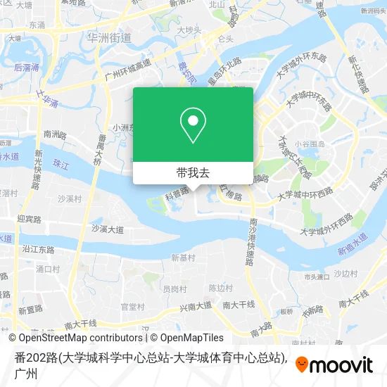番202路(大学城科学中心总站-大学城体育中心总站)地图
