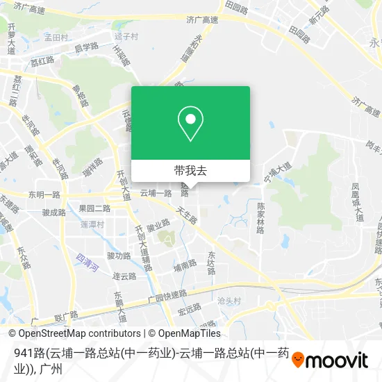 941路(云埔一路总站(中一药业)-云埔一路总站(中一药业))地图