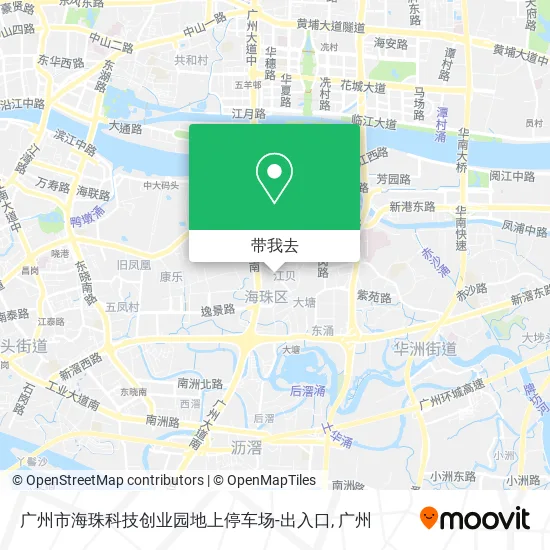 广州市海珠科技创业园地上停车场-出入口地图