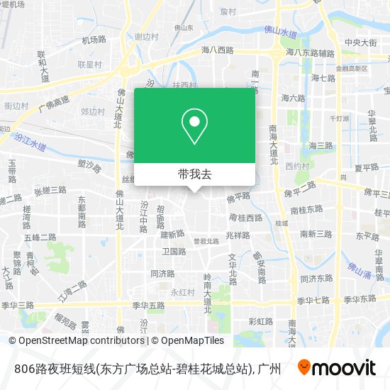 806路夜班短线(东方广场总站-碧桂花城总站)地图