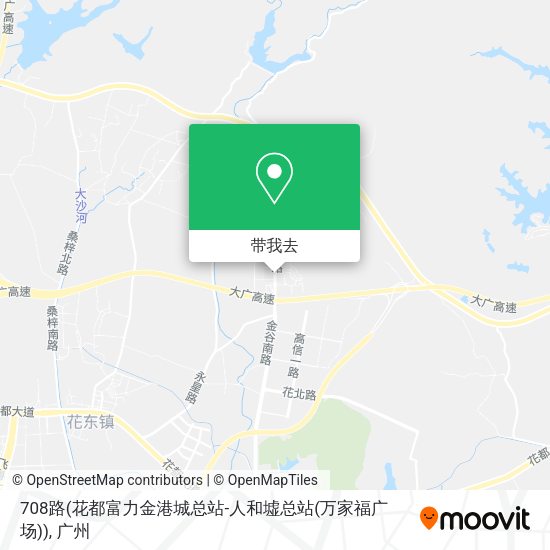 708路(花都富力金港城总站-人和墟总站(万家福广场))地图