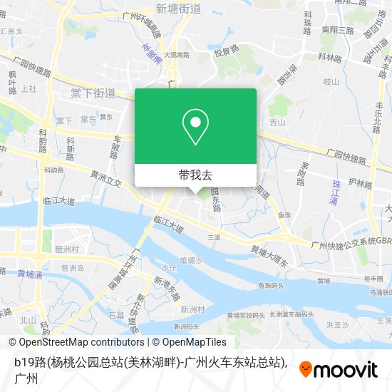 b19路(杨桃公园总站(美林湖畔)-广州火车东站总站)地图
