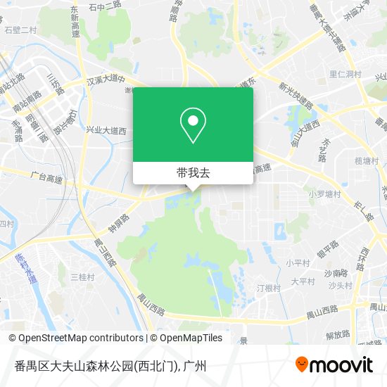 番禺区大夫山森林公园(西北门)地图