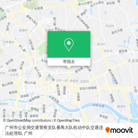 广州市公安局交通警察支队番禺大队机动中队交通违法处理组地图