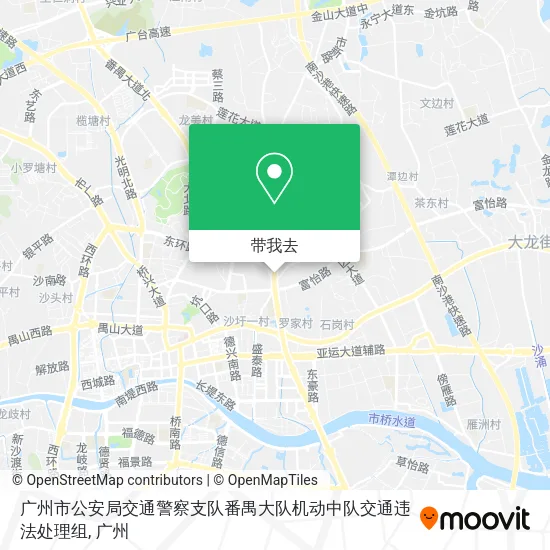 广州市公安局交通警察支队番禺大队机动中队交通违法处理组地图