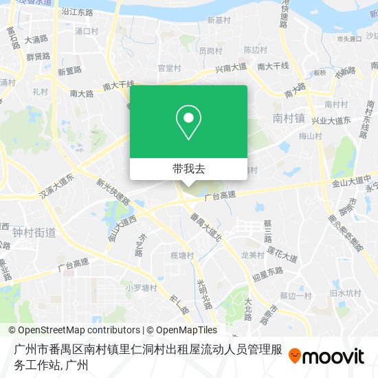 广州市番禺区南村镇里仁洞村出租屋流动人员管理服务工作站地图