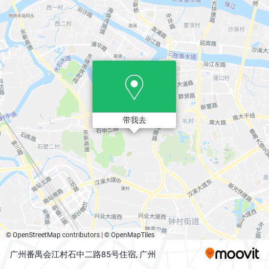 广州番禺会江村石中二路85号住宿地图