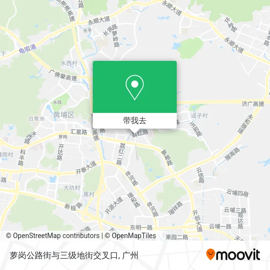 萝岗公路街与三级地街交叉口地图