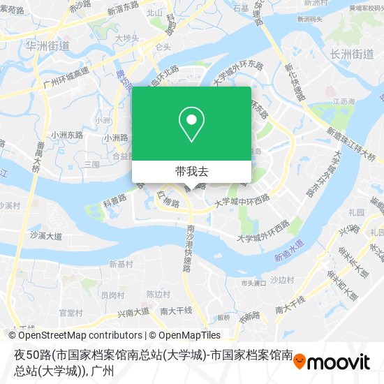 夜50路(市国家档案馆南总站(大学城)-市国家档案馆南总站(大学城))地图