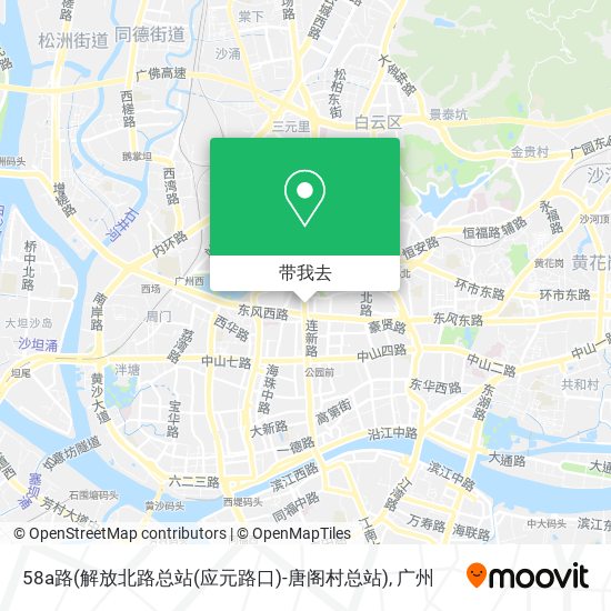 58a路(解放北路总站(应元路口)-唐阁村总站)地图