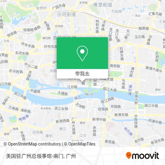美国驻广州总领事馆-南门地图