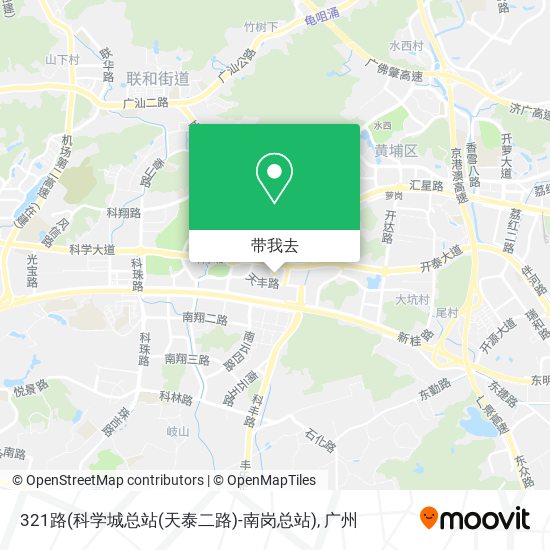 321路(科学城总站(天泰二路)-南岗总站)地图