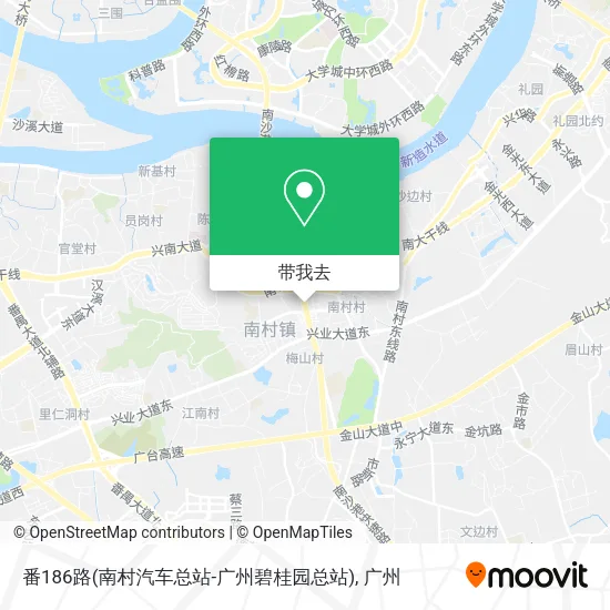 番186路(南村汽车总站-广州碧桂园总站)地图