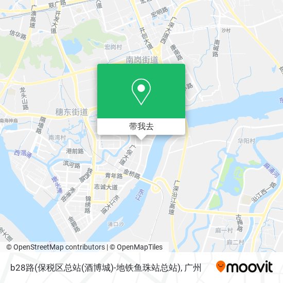 b28路(保税区总站(酒博城)-地铁鱼珠站总站)地图