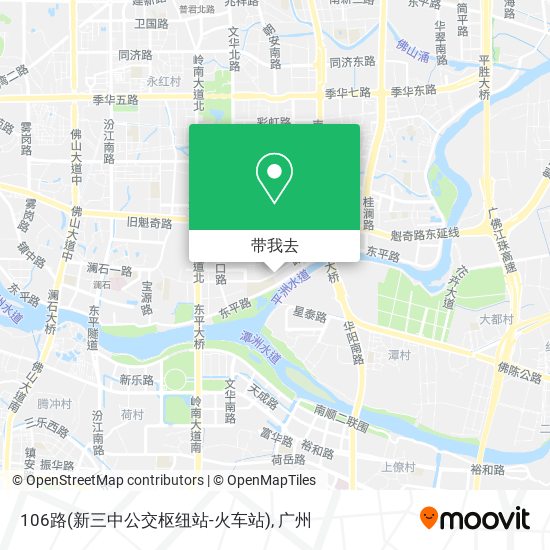 106路(新三中公交枢纽站-火车站)地图