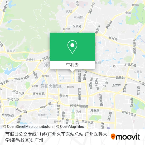 节假日公交专线11路(广州火车东站总站-广州医科大学(番禺校区))地图