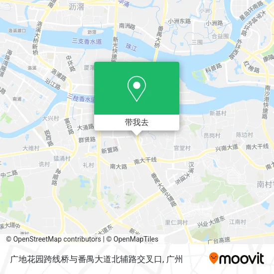 广地花园跨线桥与番禺大道北辅路交叉口地图