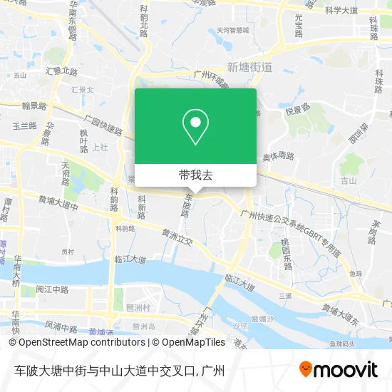 车陂大塘中街与中山大道中交叉口地图