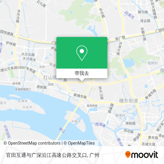 官田互通与广深沿江高速公路交叉口地图