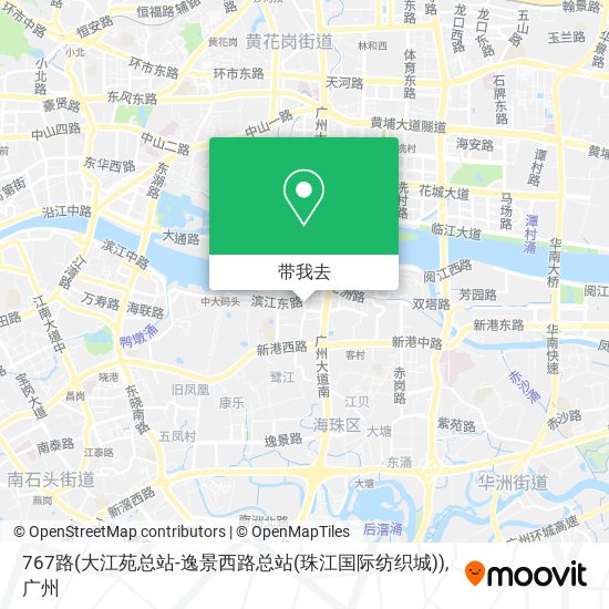 767路(大江苑总站-逸景西路总站(珠江国际纺织城))地图