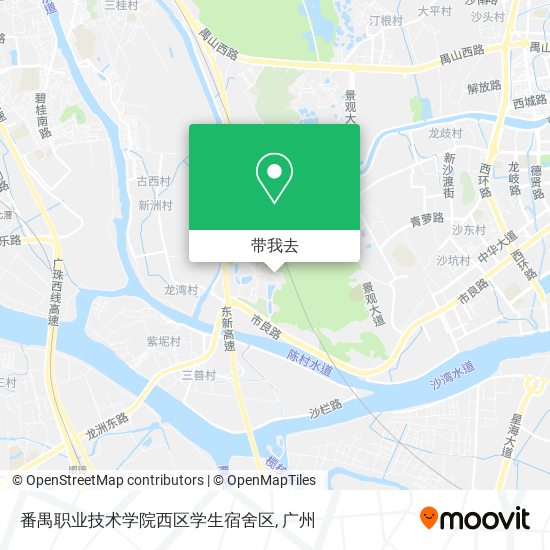 番禺职业技术学院西区学生宿舍区地图