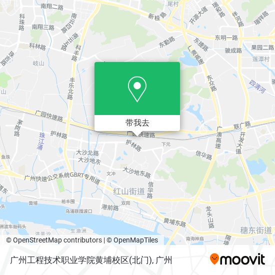 广州工程技术职业学院黄埔校区(北门)地图