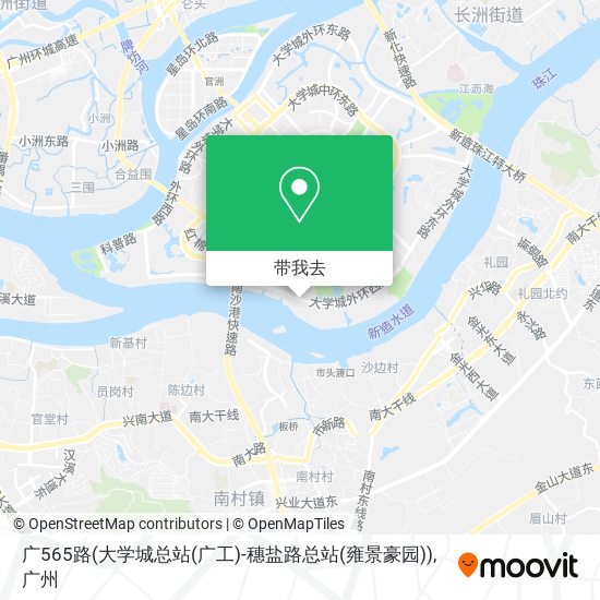 广565路(大学城总站(广工)-穗盐路总站(雍景豪园))地图