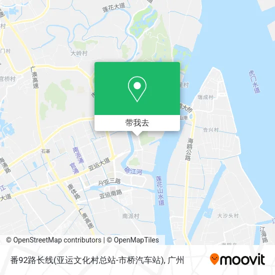 番92路长线(亚运文化村总站-市桥汽车站)地图