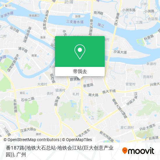 番187路(地铁大石总站-地铁会江站(巨大创意产业园))地图