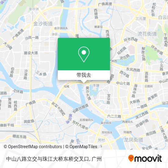 中山八路立交与珠江大桥东桥交叉口地图