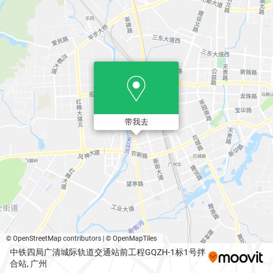 中铁四局广清城际轨道交通站前工程GQZH-1标1号拌合站地图