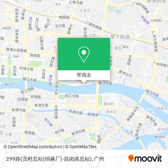 299路(员村总站(绢麻厂)-昌岗路总站)地图