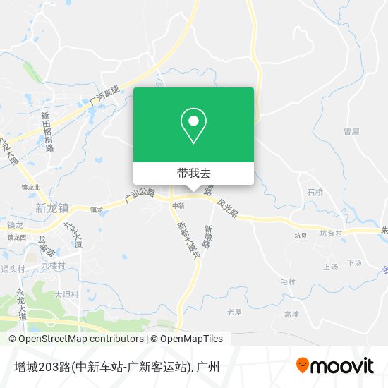 增城203路(中新车站-广新客运站)地图
