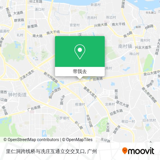 里仁洞跨线桥与冼庄互通立交交叉口地图