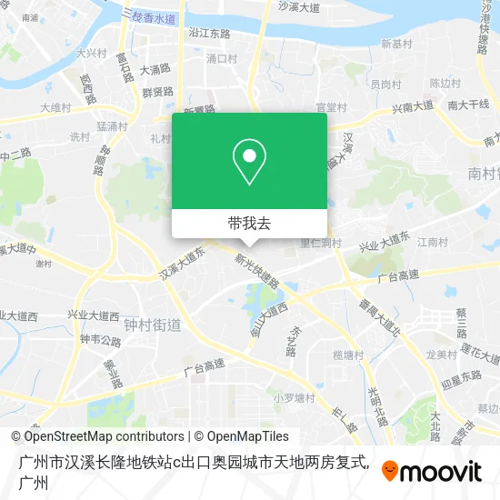 广州市汉溪长隆地铁站c出口奥园城市天地两房复式地图