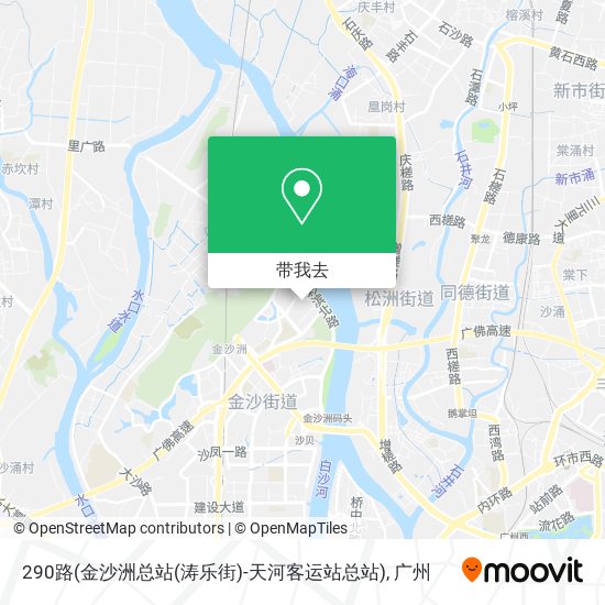 290路(金沙洲总站(涛乐街)-天河客运站总站)地图