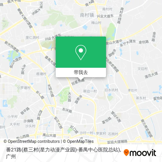 番21路(蔡三村(星力动漫产业园)-番禺中心医院总站)地图