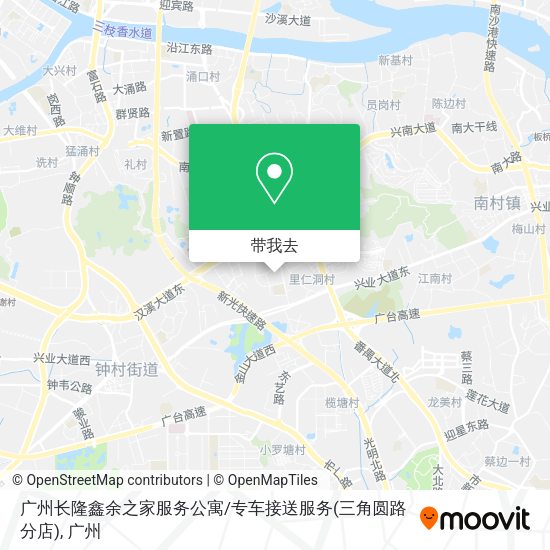 广州长隆鑫余之家服务公寓/专车接送服务(三角圆路分店)地图