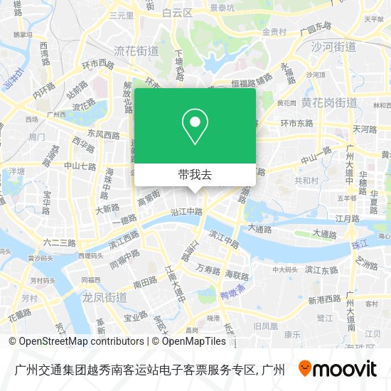广州交通集团越秀南客运站电子客票服务专区地图