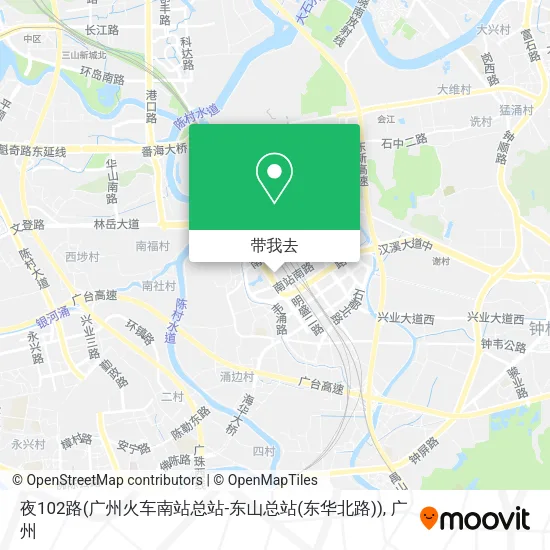夜102路(广州火车南站总站-东山总站(东华北路))地图