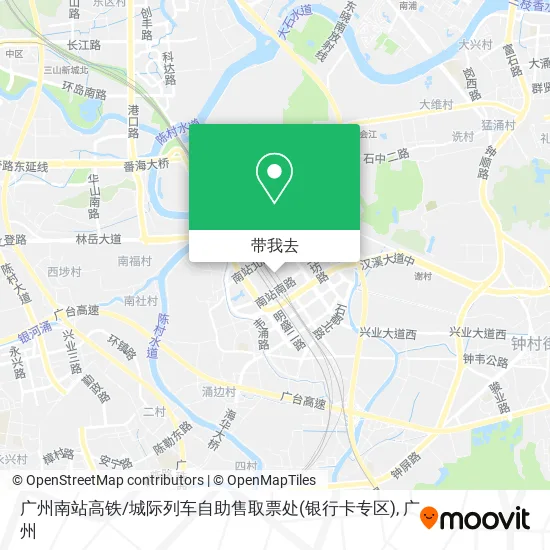 广州南站高铁/城际列车自助售取票处(银行卡专区)地图
