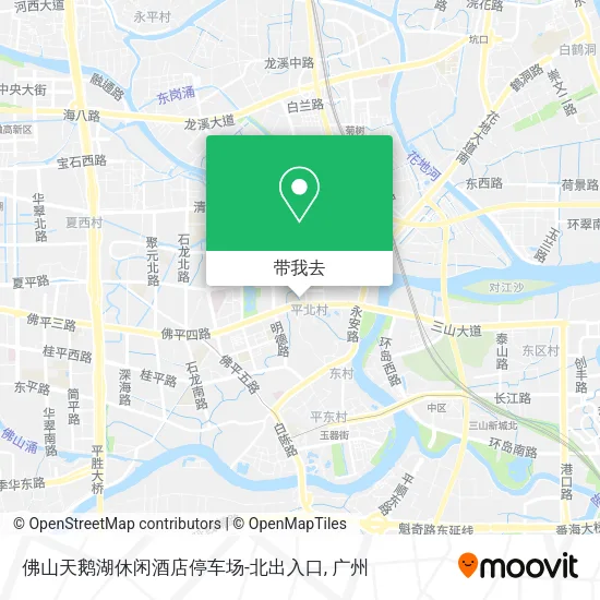 佛山天鹅湖休闲酒店停车场-北出入口地图